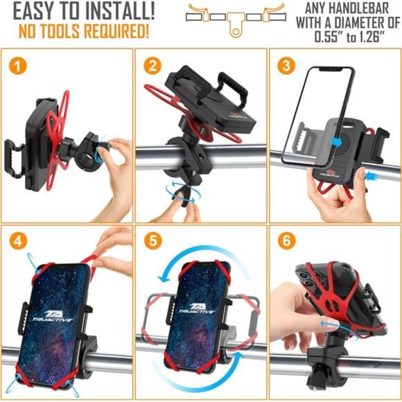 Premium Bike Phone Mount Holder | Universal Cell Phone Mount for 4"-7" Phones - Picture 6 of 7